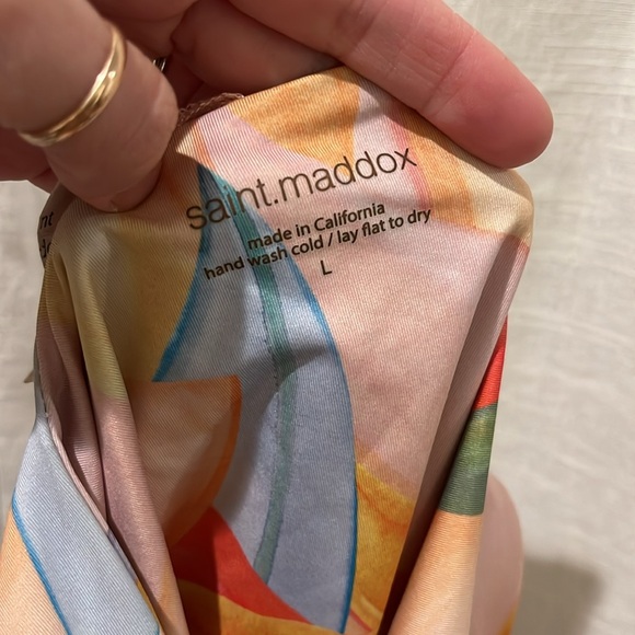 Anthropologie x Saint Maddox Square Neck One-Piece Swimsuit Peach Large - Picture 9 of 9